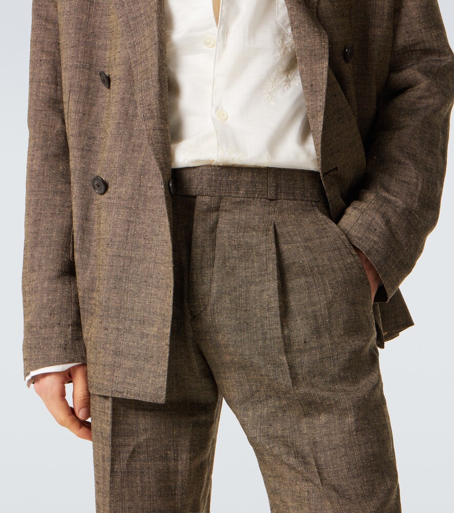 Slack Linen, Silk, And Cotton Straight Pants