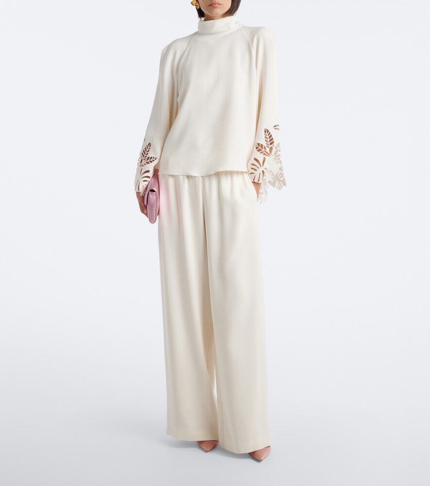 Oscar de la Renta Silk-blend georgette wide-leg pants