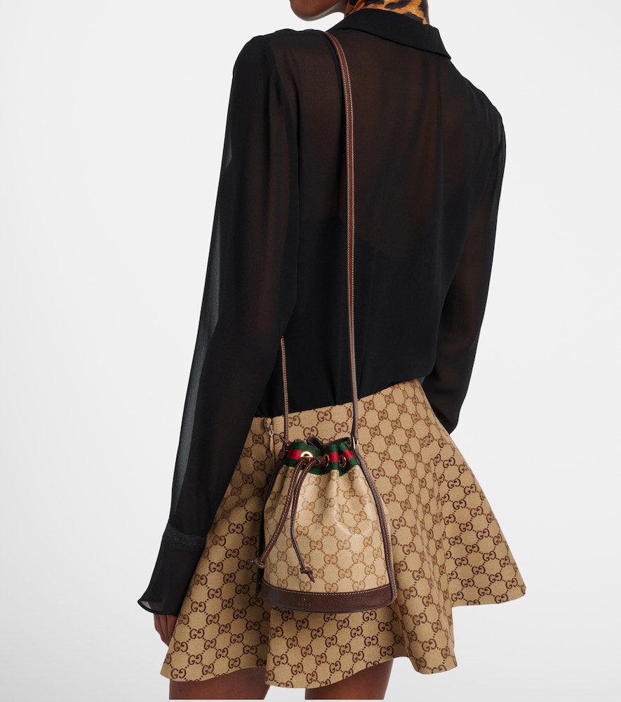 Gucci Web Stripe Mini GG canvas bucket bag
