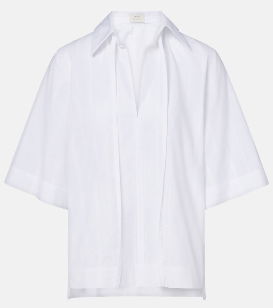 Sofi Tie-Neck Cotton Poplin Top