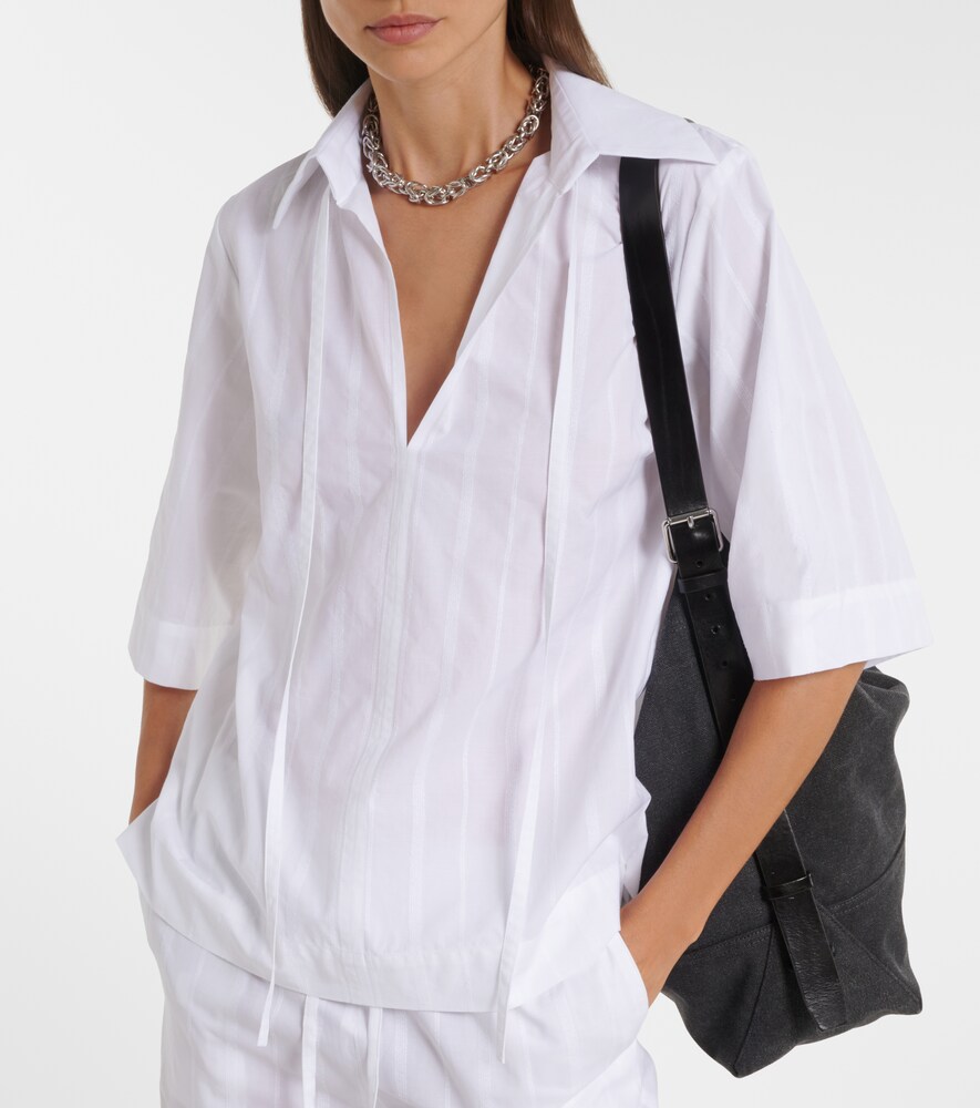 Loulou de Saison Sofi tie-neck cotton poplin top