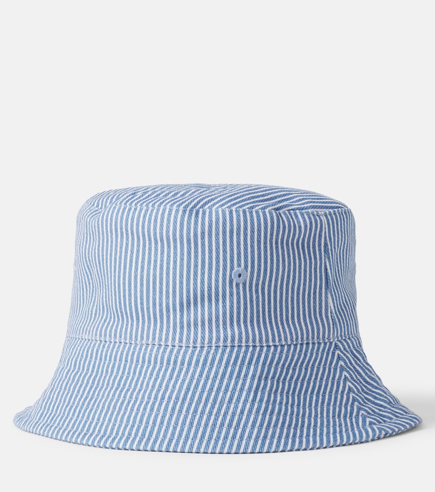  Stella Mccartney Kids Stella Mccartney Kids Logo Striped Cotton Gabardine Bucket Hat 