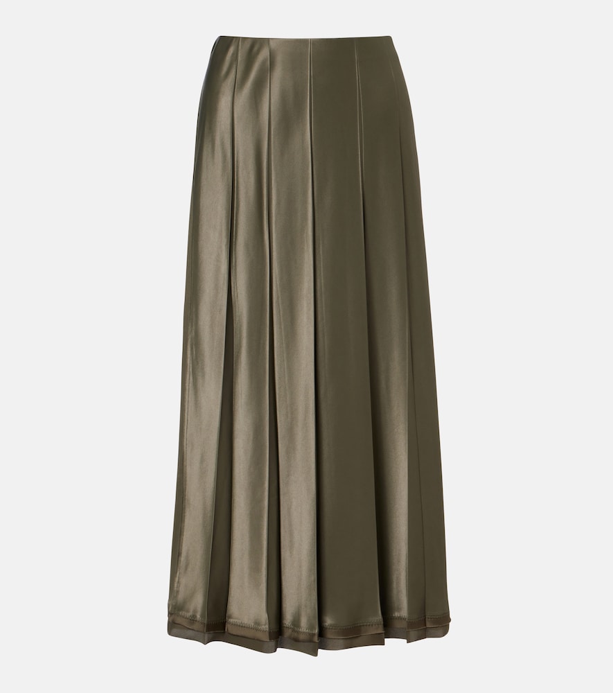 Vince Women's Green Pleated Satin Midi Skirt UK Size 16 - Mytheresa