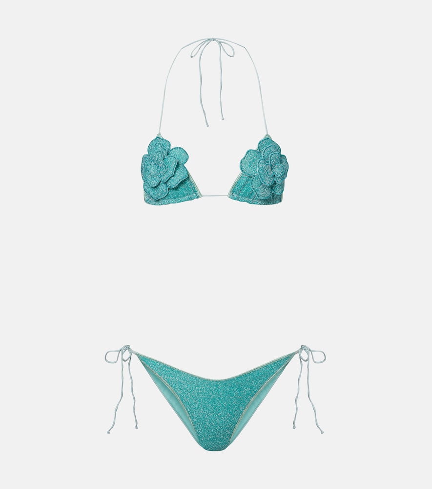 Oseree Oséree Lumière floral-appliqué lamé bikini