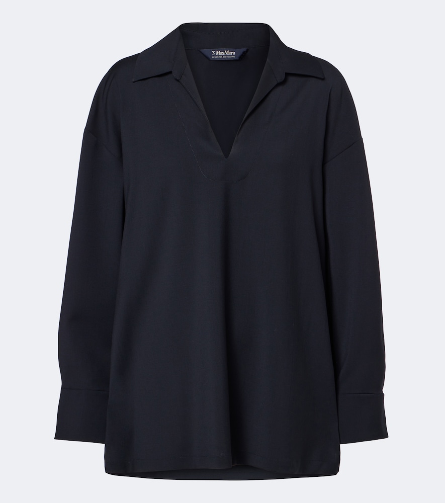 S Max Mara Virgin Wool Blouse In Blue