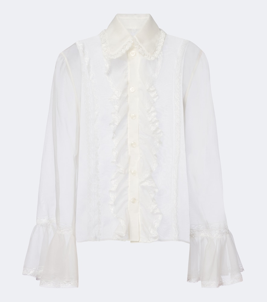 Dolce&Gabbana Lace-Trimmed Silk-Blend Chiffon Blouse