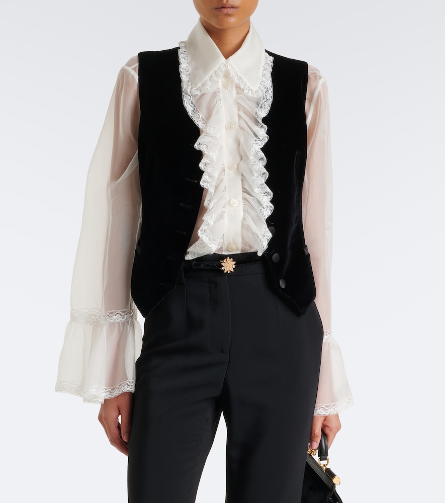 Dolce&Gabbana Lace-Trimmed Silk-Blend Chiffon Blouse