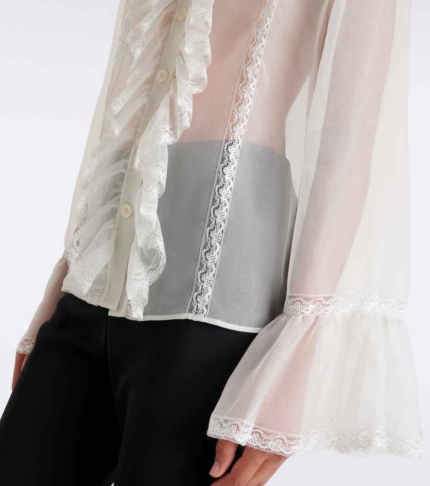 Dolce&Gabbana Lace-Trimmed Silk-Blend Chiffon Blouse