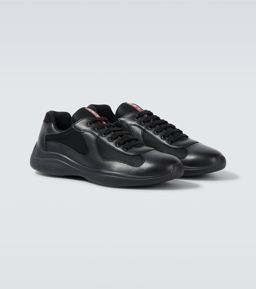 Prada Black Leather New Americas Cup Sneakers