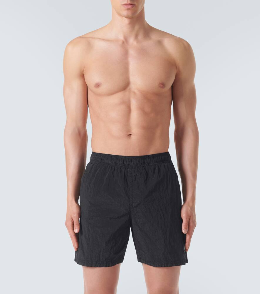 Shop Stone Island Compass Swim Trunks In Black