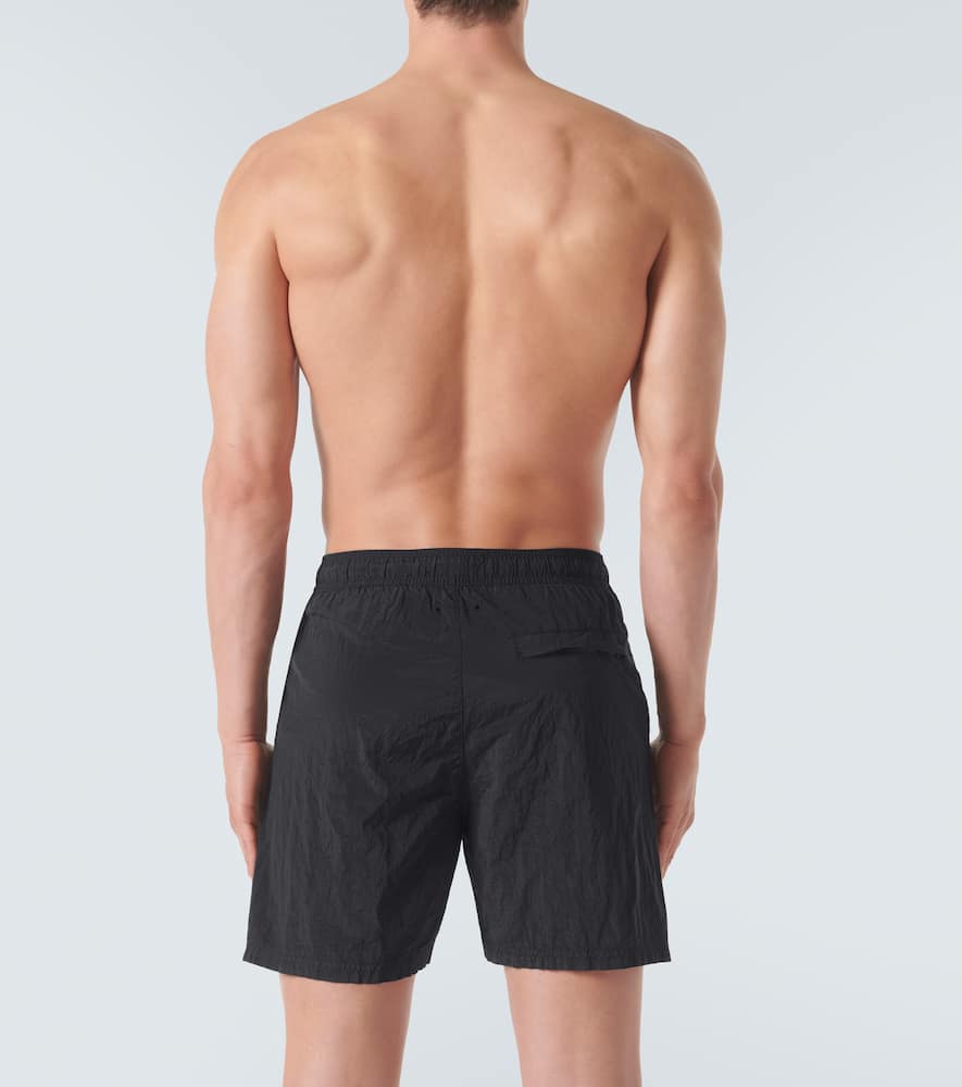 Shop Stone Island Compass Swim Trunks In Black