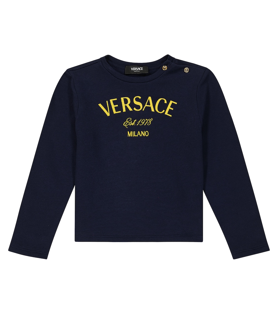 Versace Kids Blue Logo Cotton Jersey Sweatshirt Y Size 6