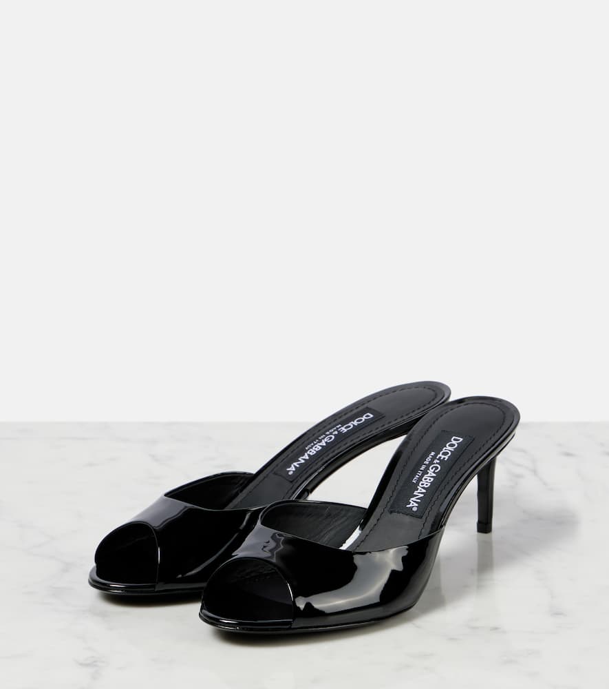 Dolce & Gabbana Patent Leather Open Toe Mules Heel 7 Cm In Black