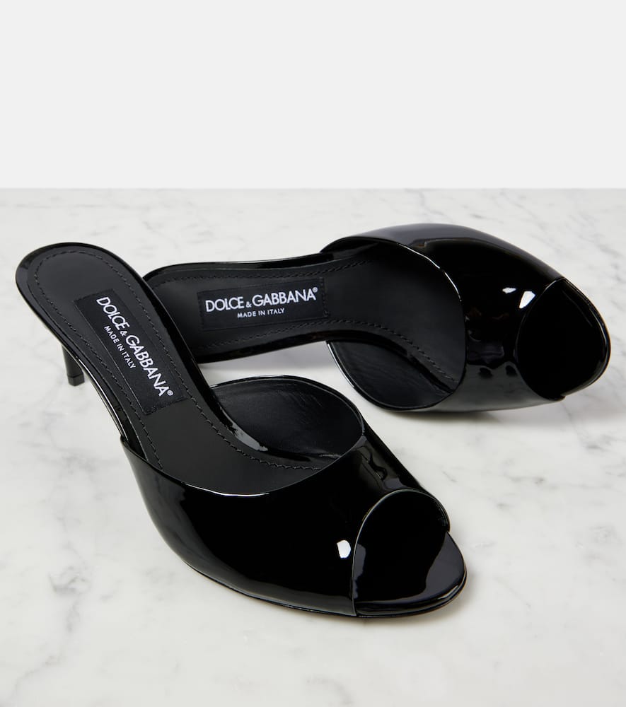 Dolce & Gabbana Patent Leather Open Toe Mules Heel 7 Cm In Black