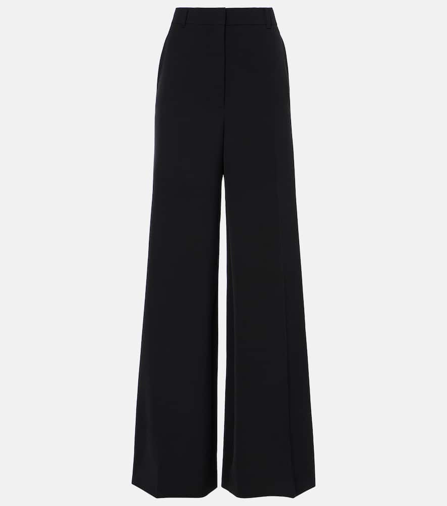 Stella Mccartney Womens Black Wide-leg High-rise Wool Tuxedo Trousers In Black