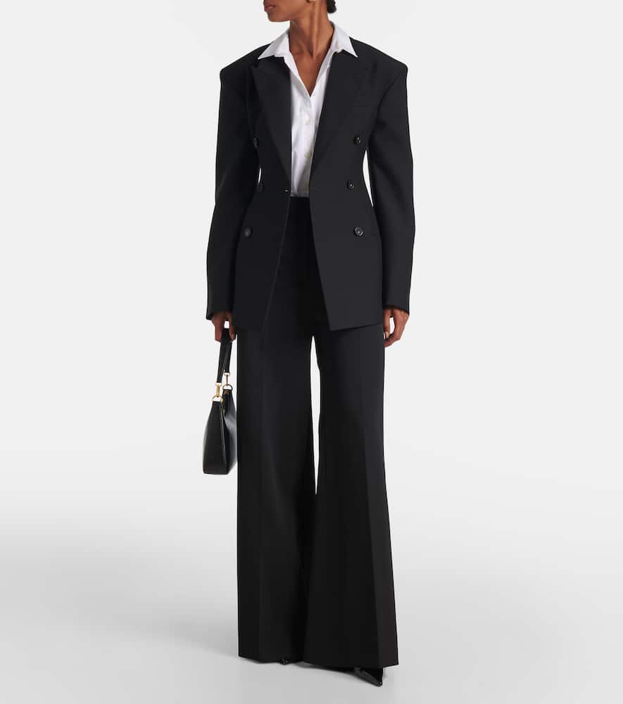 Stella Mccartney Womens Black Wide-leg High-rise Wool Tuxedo Trousers In Black