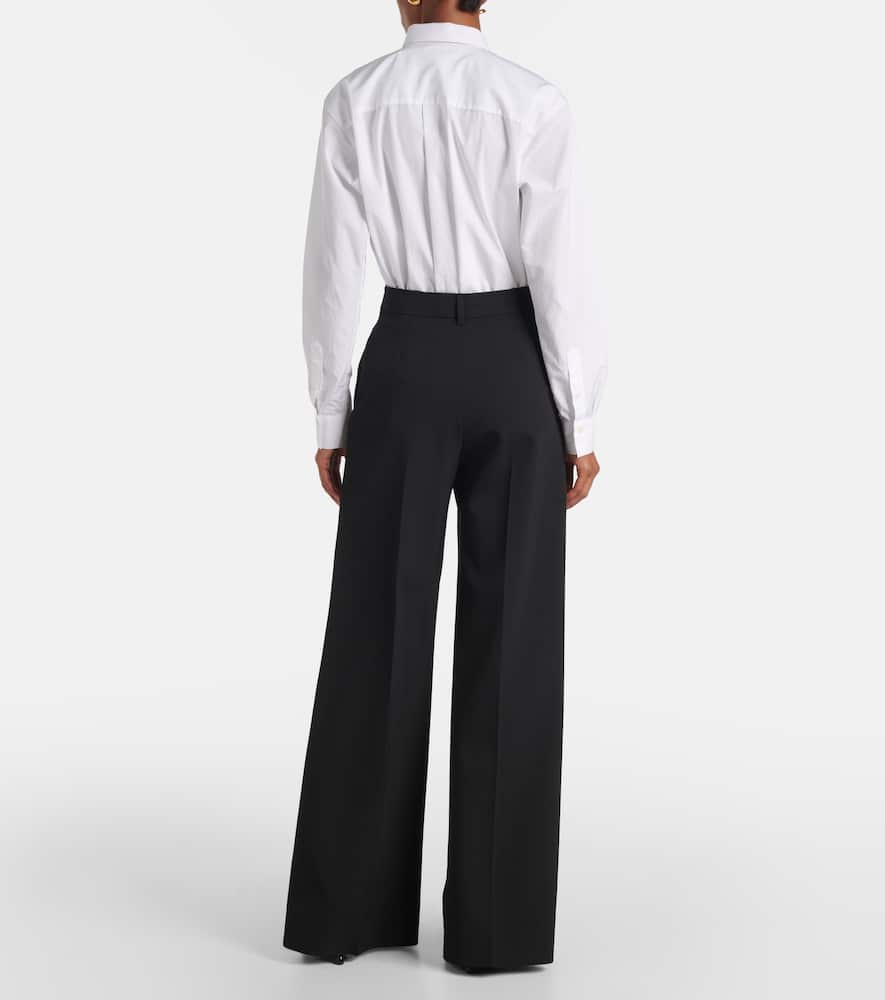 Stella Mccartney Womens Black Wide-leg High-rise Wool Tuxedo Trousers In Black