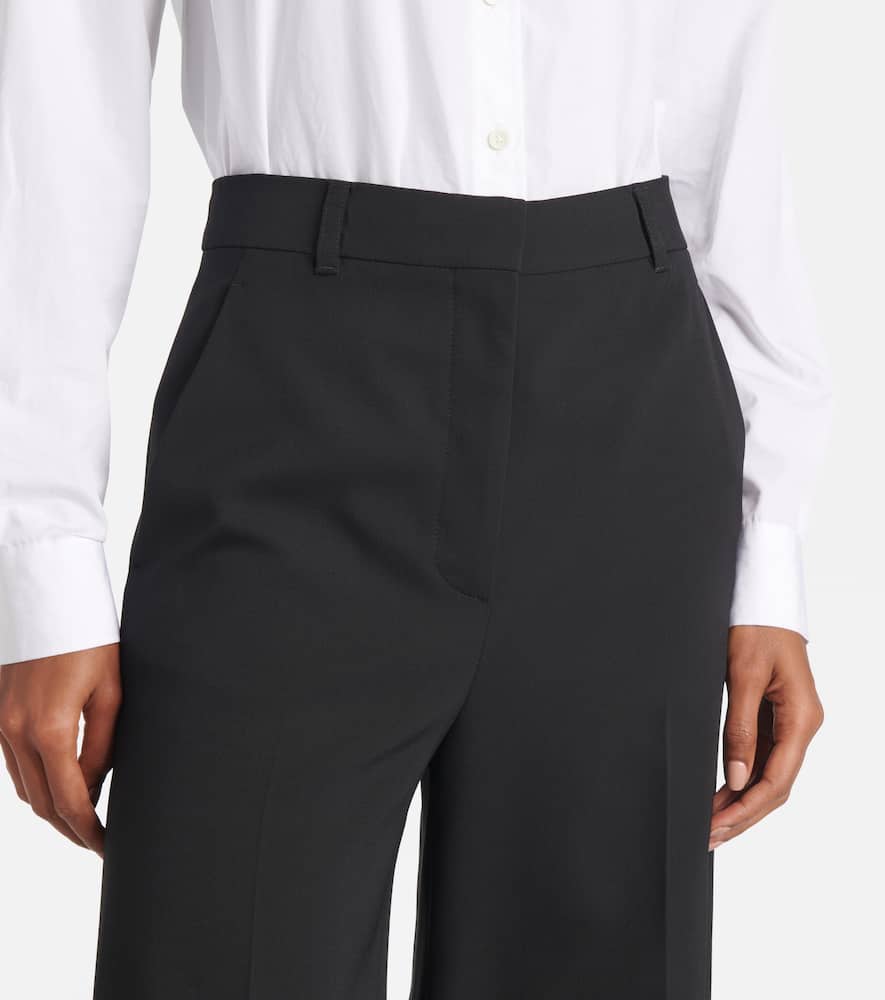 Stella Mccartney Womens Black Wide-leg High-rise Wool Tuxedo Trousers In Black