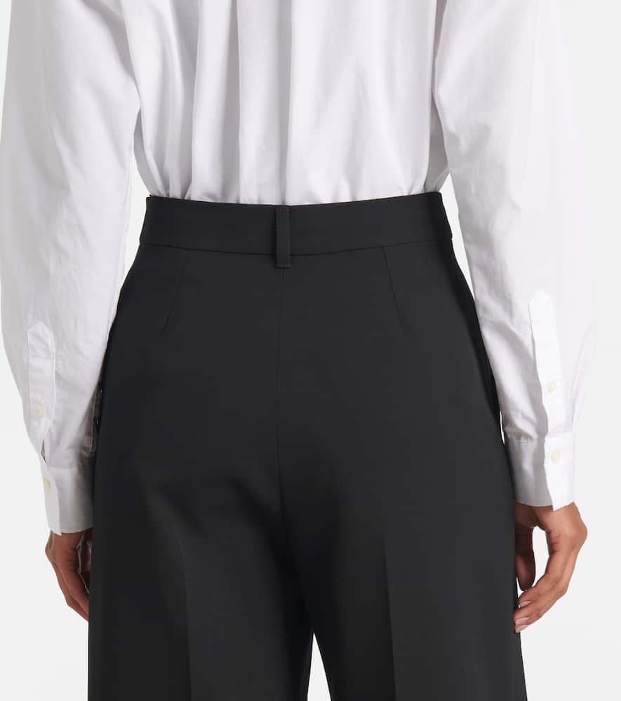 Stella Mccartney Womens Black Wide-leg High-rise Wool Tuxedo Trousers In Black