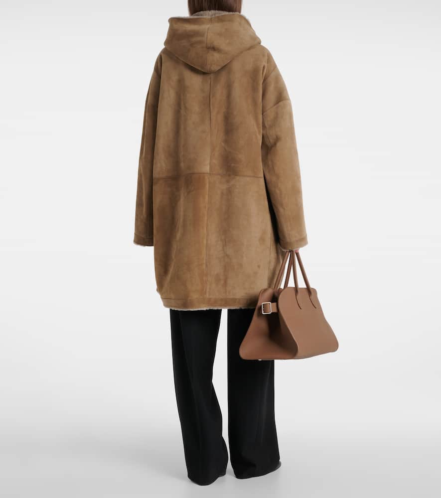 The Row Parnasse Shearling-lined Suede Coat In Brown