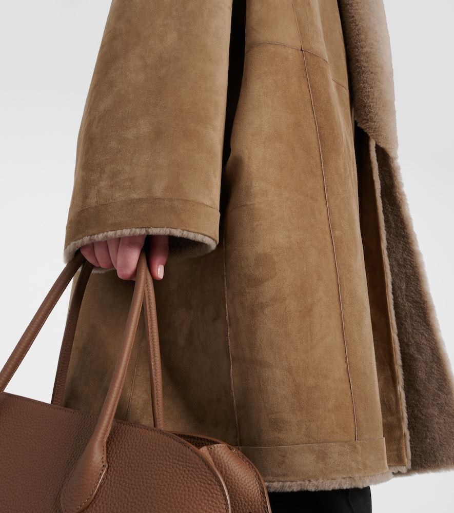 The Row Parnasse Shearling-lined Suede Coat In Brown