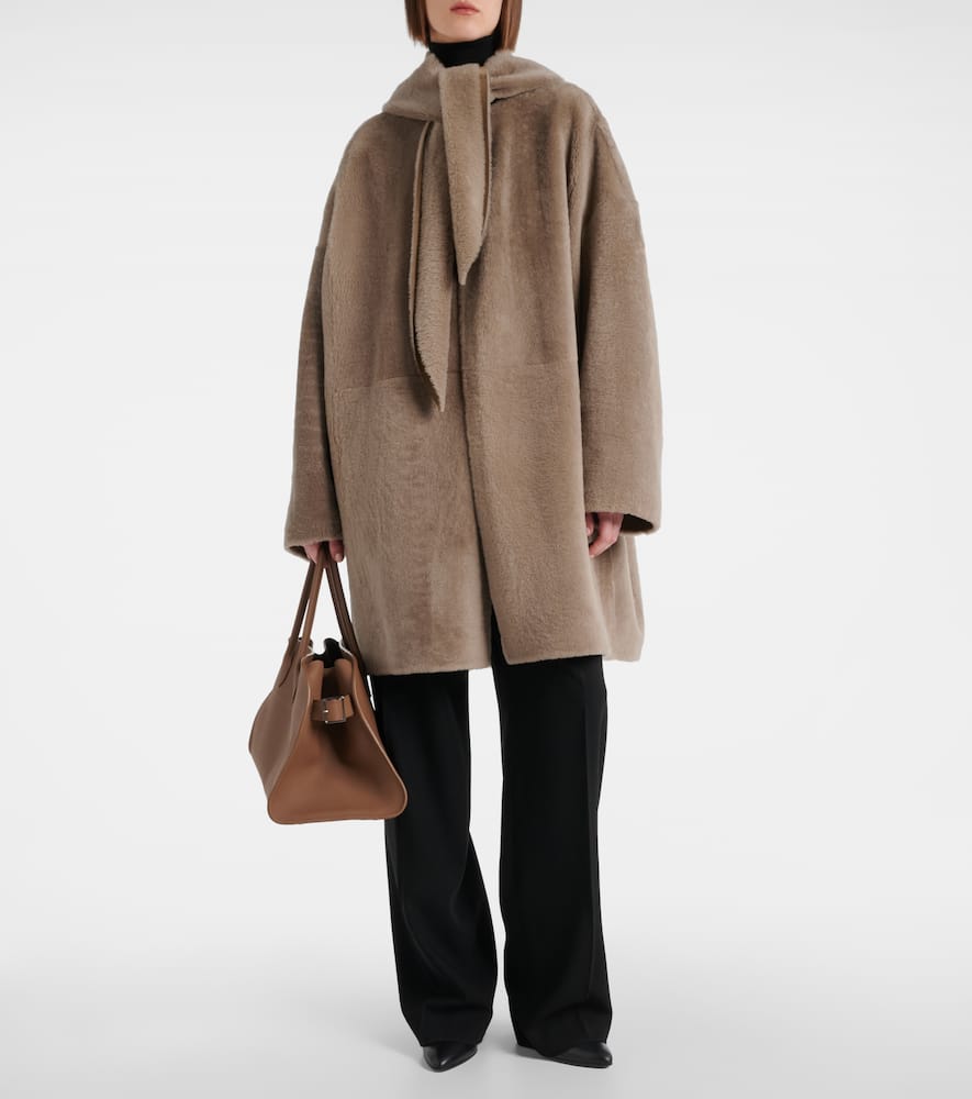 The Row Parnasse Shearling-lined Suede Coat In Brown