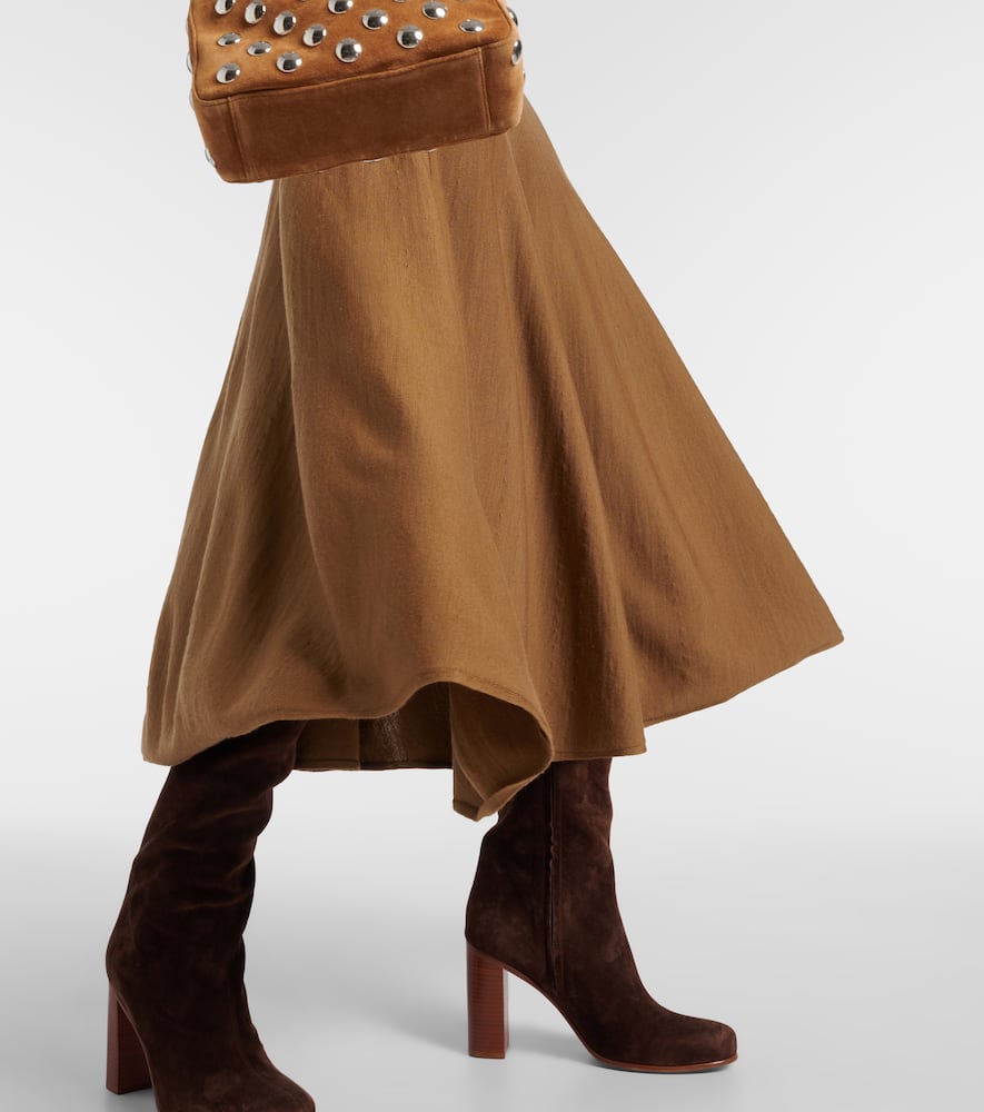 Khaite Remino Wool Maxi Skirt In Brown