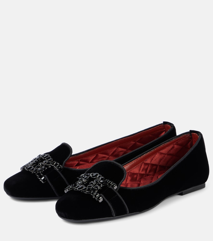 Kate Crystal-Embellished Velvet Ballet Flats