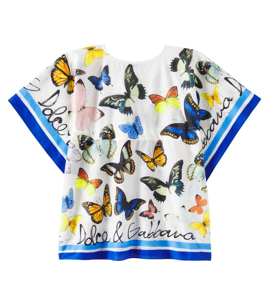 Dolce & Gabbana Bedrucktes Kleid Aus Baumwolle In Blau