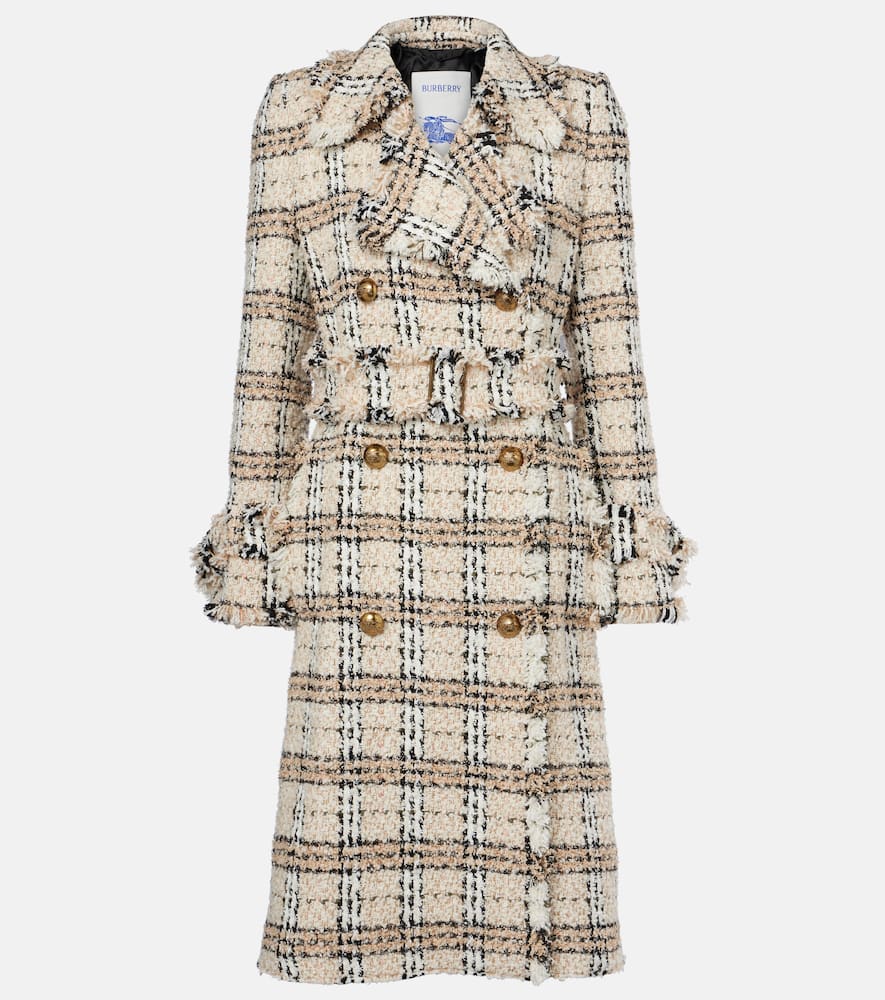 Burberry Check Bouclé Coat In Beige