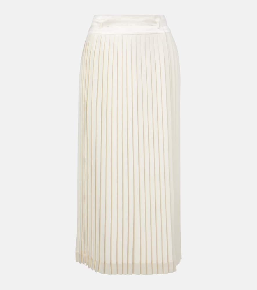 Janel pleated silk midi skirt