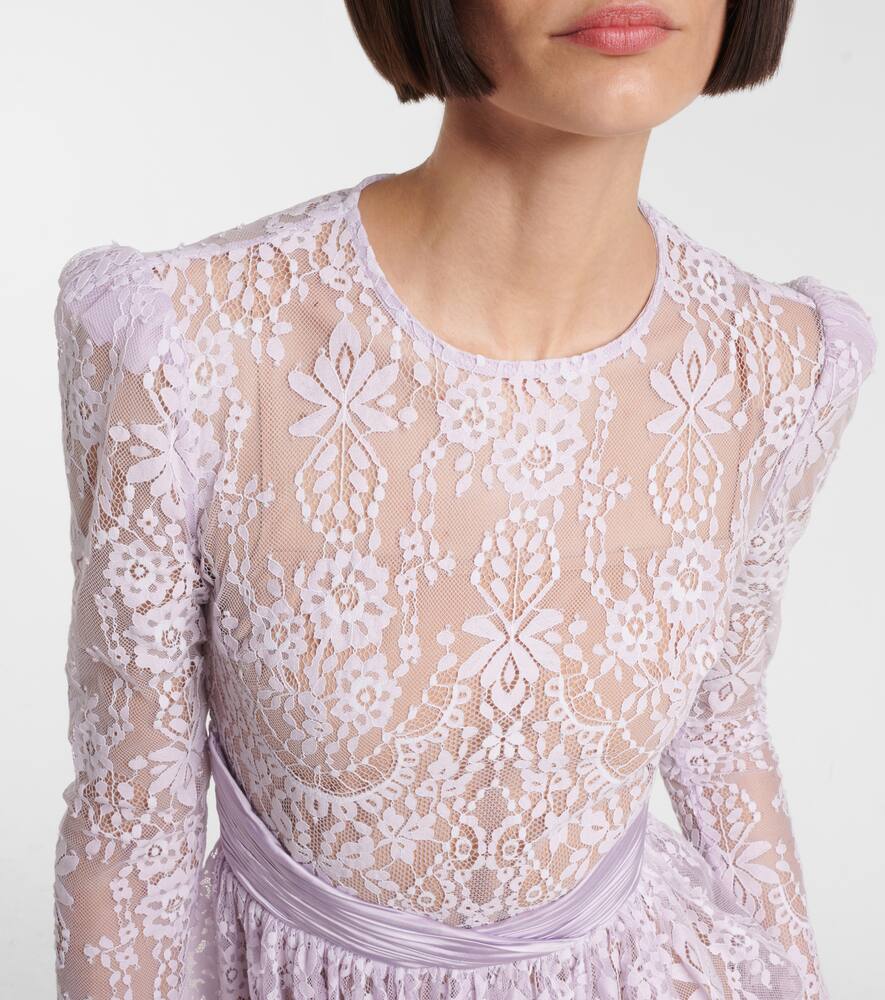 Self-portrait Lilac Lace Asymmetric Mini Dress In Purple