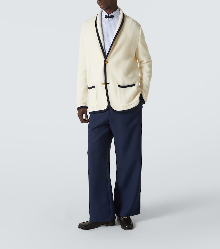 Valentino Cotton Shirt With Striped Pattern And Embroidered Motif In Blue