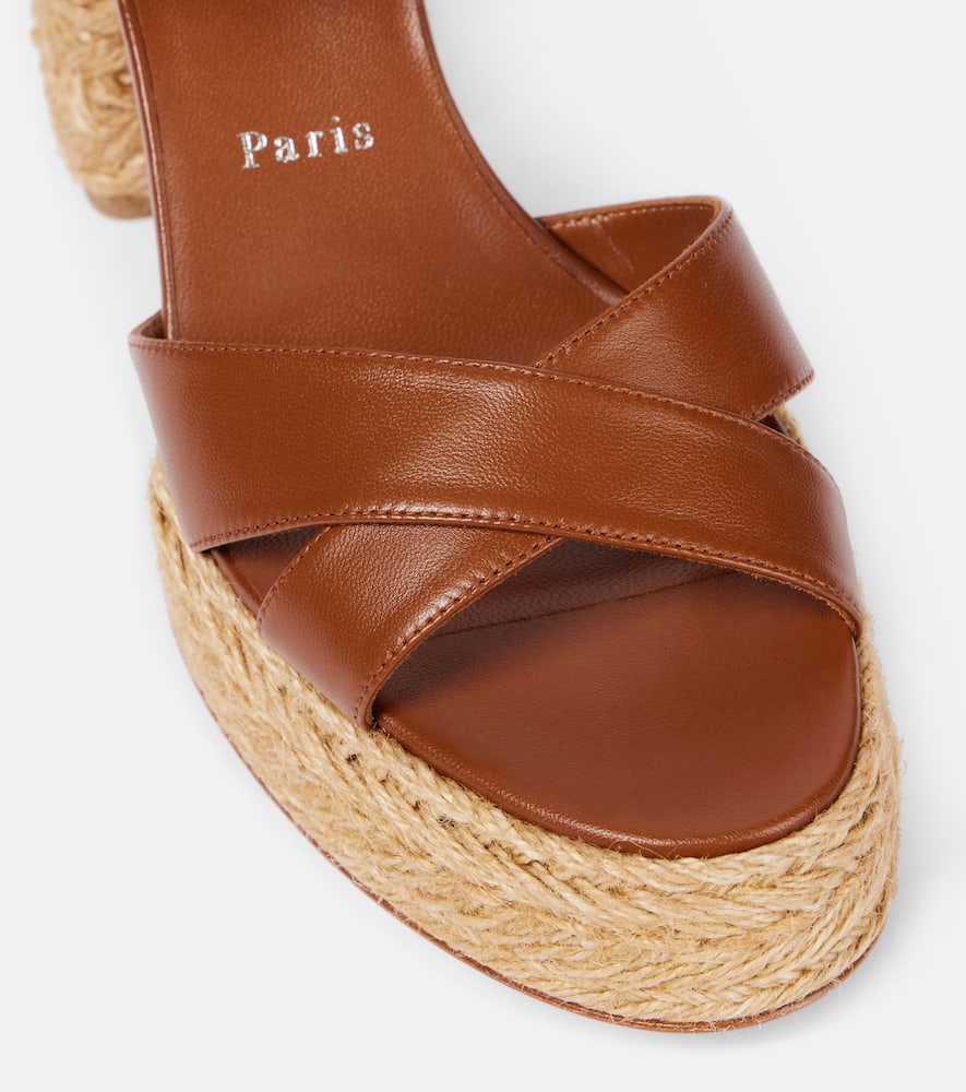 Christian Louboutin Calakala Leather Crisscross Red Sole Espadrille Sandals