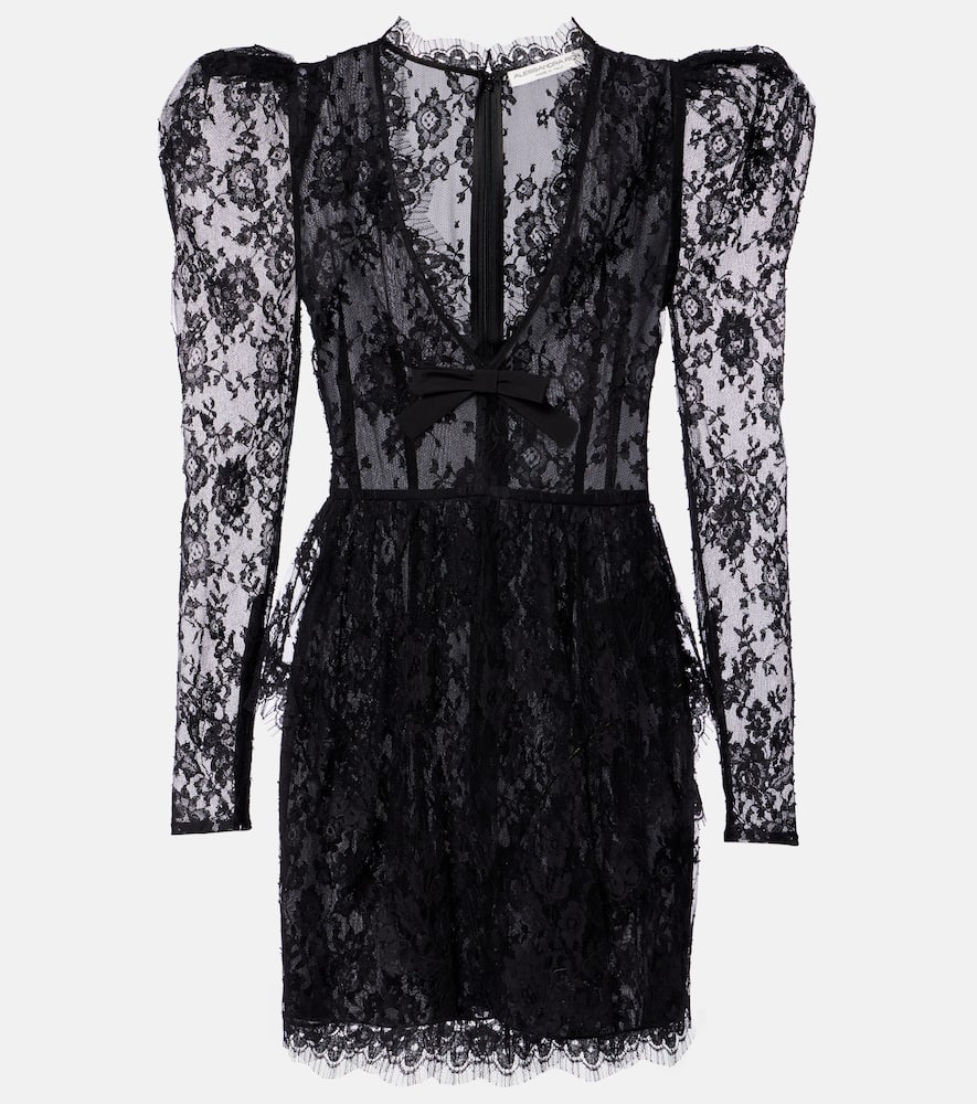 Alessandra Rich Bow-detail Lace Minidress In Black