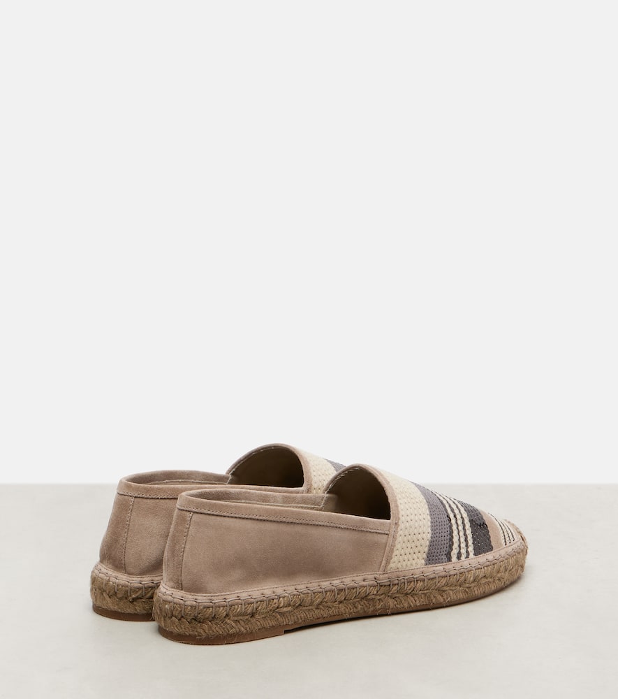 Brunello Cucinelli Sequined Suede Espadrilles In Sand