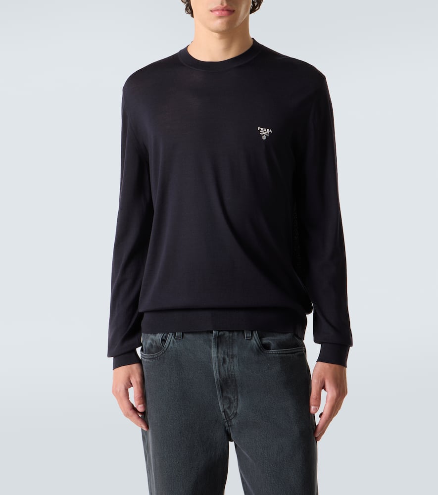 Prada Virgin Wool Sweater In Blue