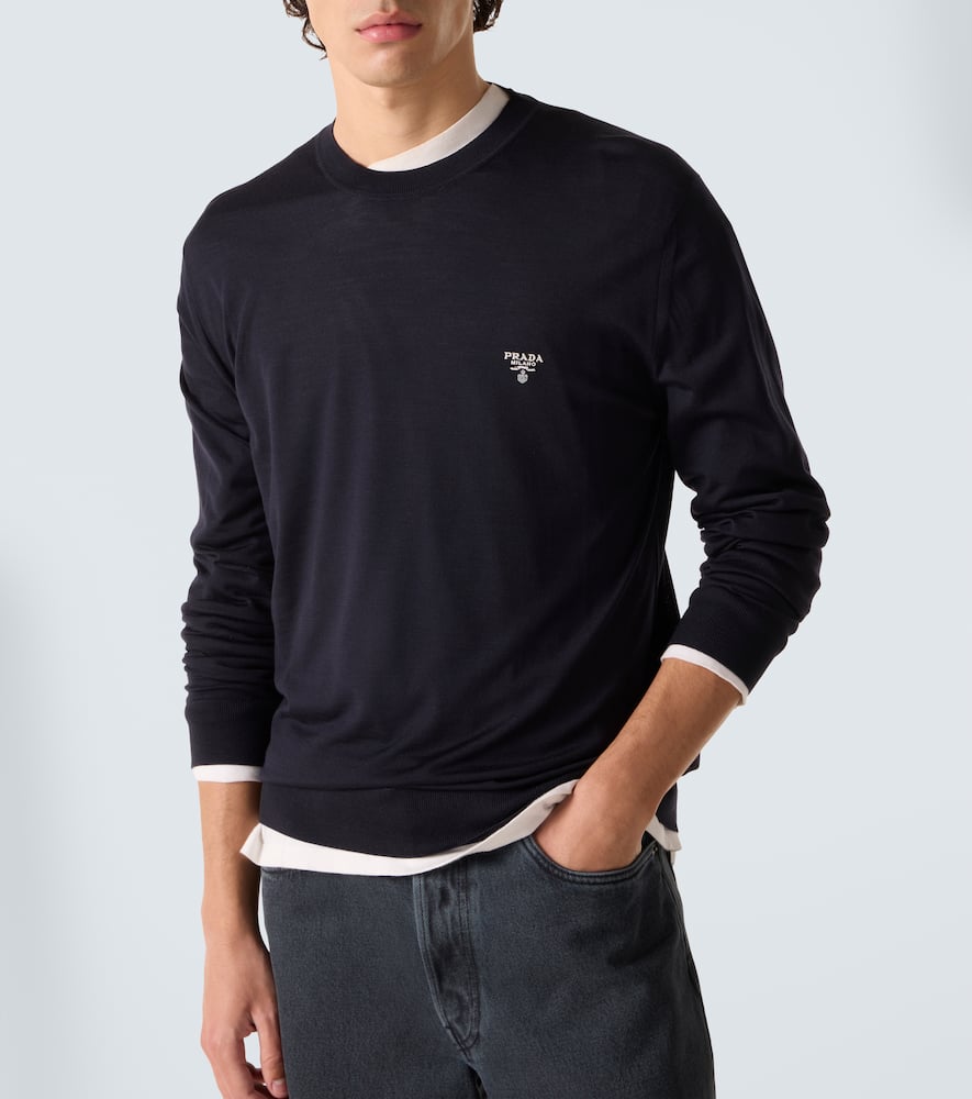 Prada Virgin Wool Sweater In Blue