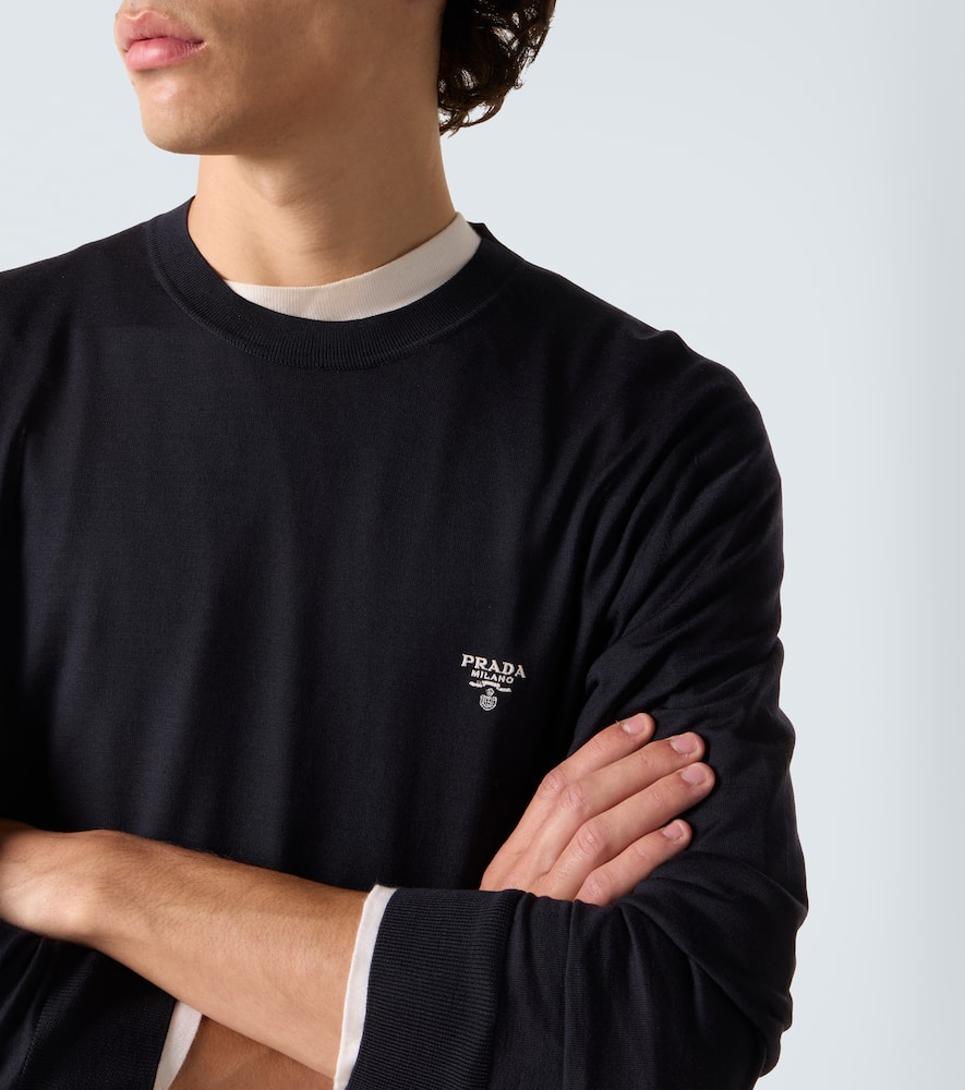 Prada Virgin Wool Sweater In Blue