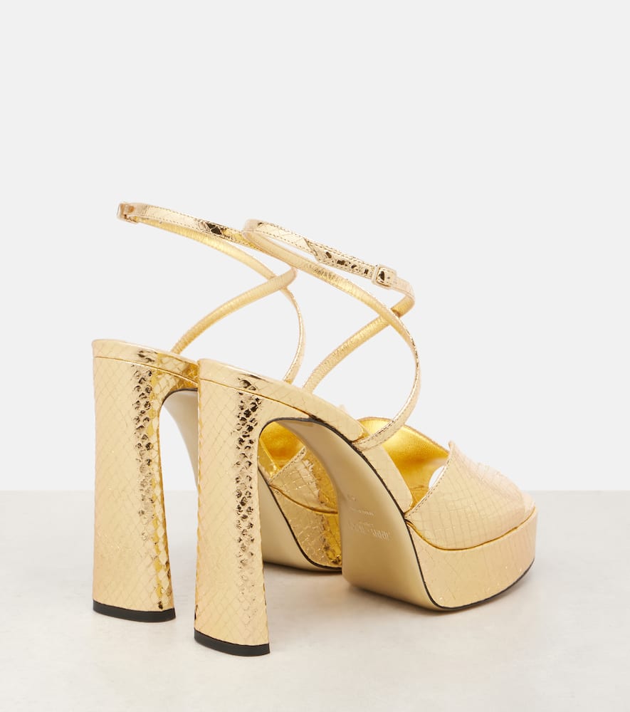 Jimmy Choo Karli 125 Metallic Leather Platform Sandals In Gold
