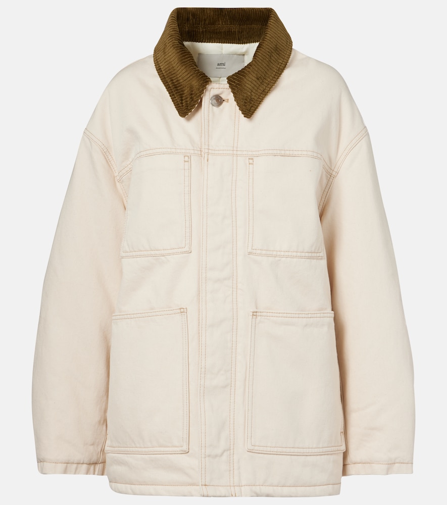 AMI Paris Ami Paris Corduroy-trimmed cotton twill field jacket　アミ パリ コーデュロイトリム コットンツイル フィールドジャケット