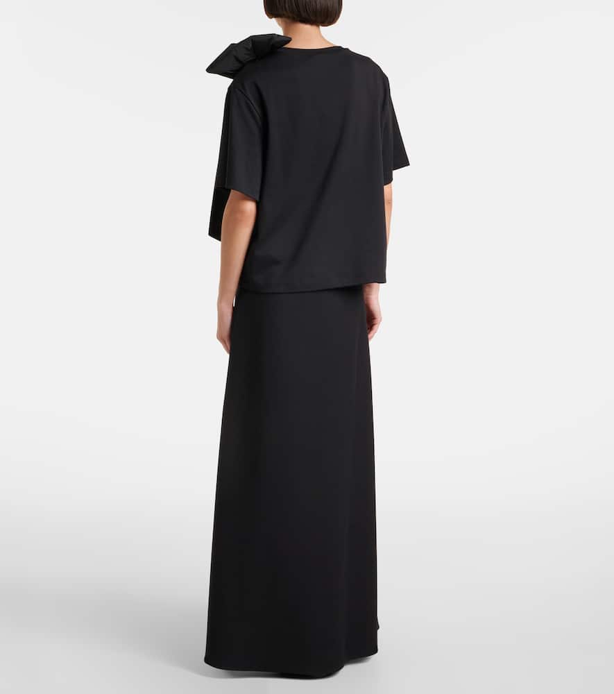 Max Mara Colle Bow-detail Cotton Jersey T-shirt In Black