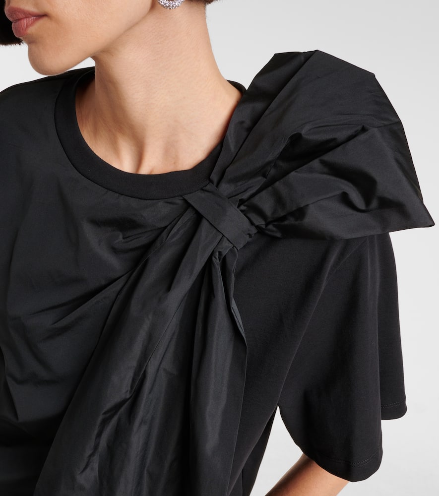 Max Mara Colle Bow-detail Cotton Jersey T-shirt In Black