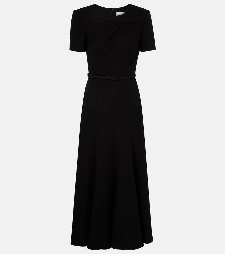 Roland Mouret Belted Crêpe Midi Dress In Black