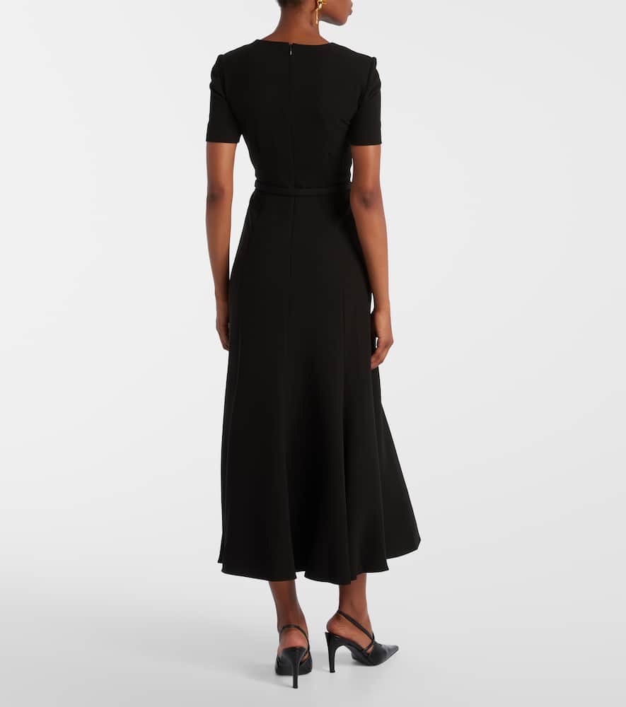 Roland Mouret Belted Crêpe Midi Dress In Black