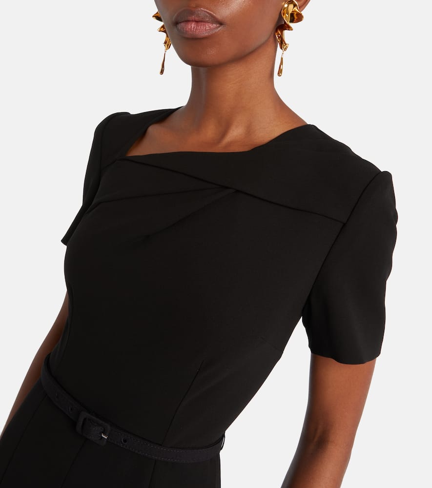 Roland Mouret Belted Crêpe Midi Dress In Black