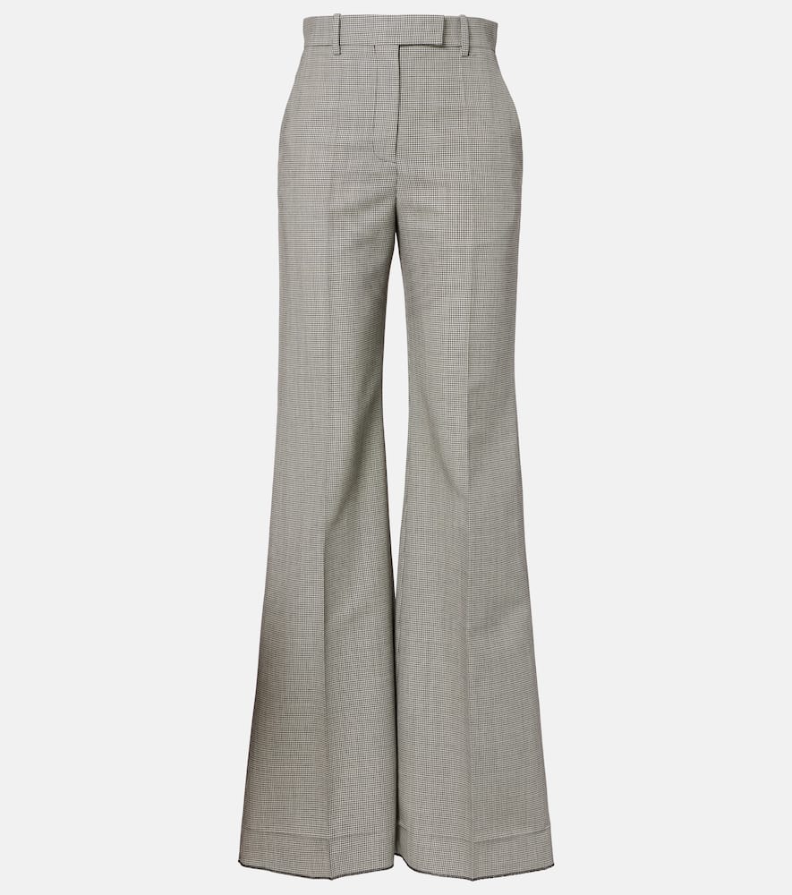 Valentino Checked Wool And Mohair Wide-leg Pants In Gray