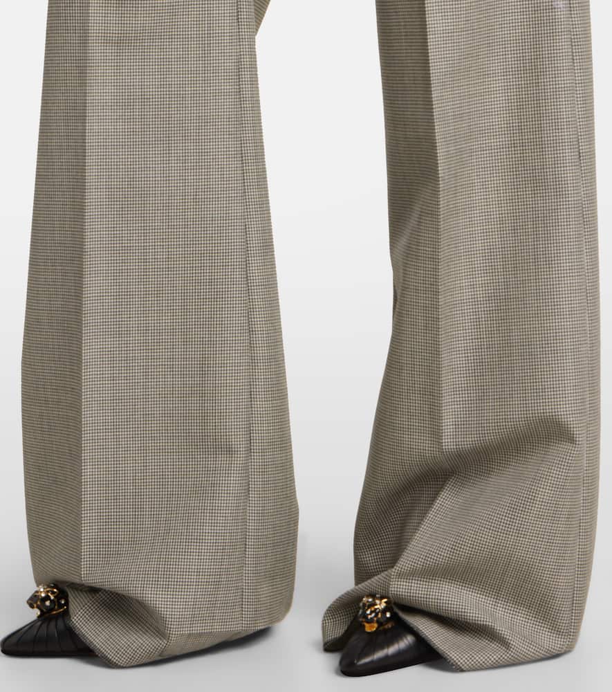 Valentino Checked Wool And Mohair Wide-leg Pants In Gray