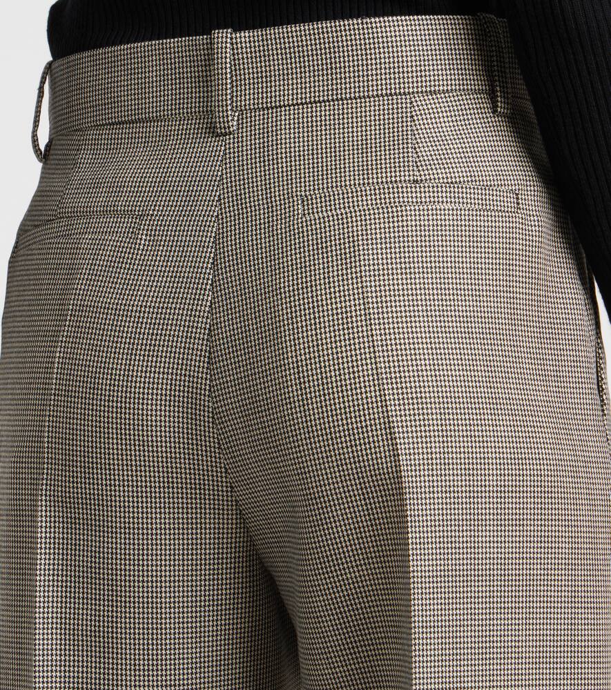 Valentino Checked Wool And Mohair Wide-leg Pants In Gray