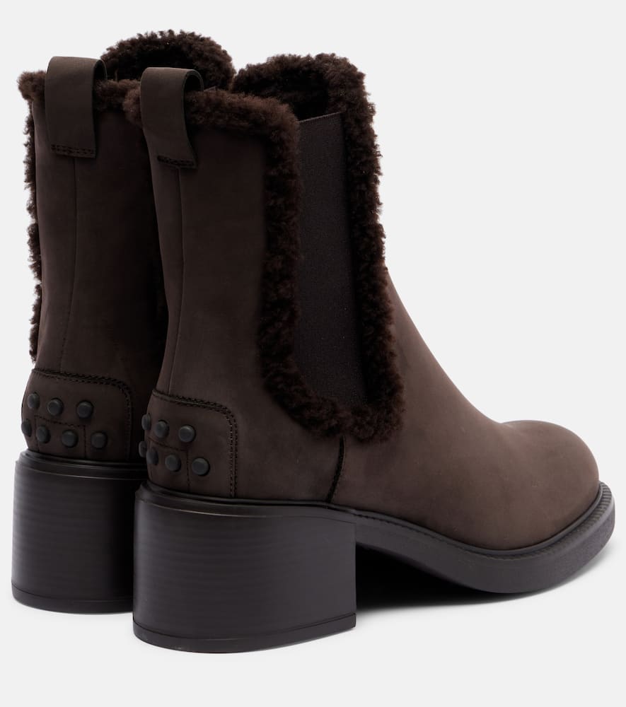 Tod's Shearling-lined Leather Chelsea Boots In Brown